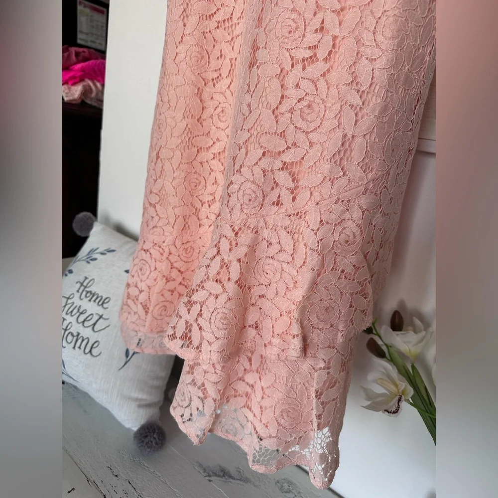 🎯 She + Sky Blush Pink Ruffle Lace Dress NWT - Picture 3 of 5